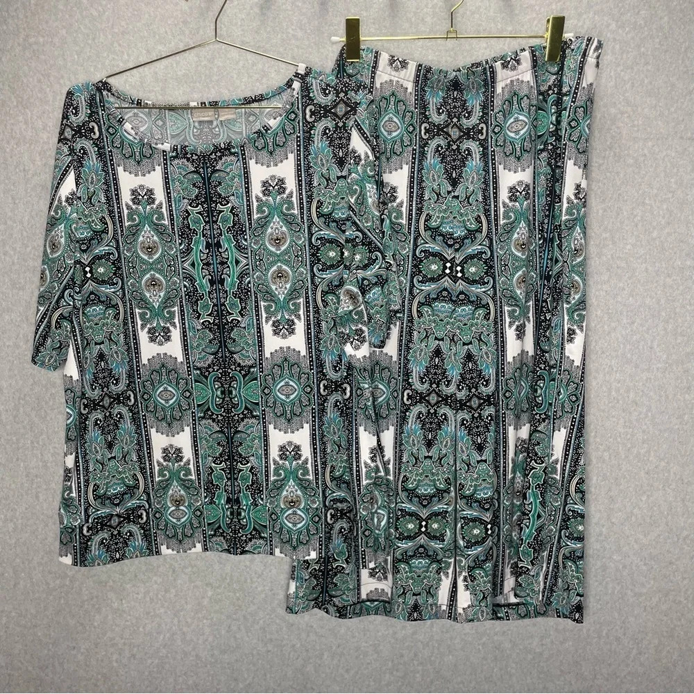 SET Chico’s Traveler’s Paisley Palooza Crop Wide Leg Pants and Top SET - Picture 2 of 12